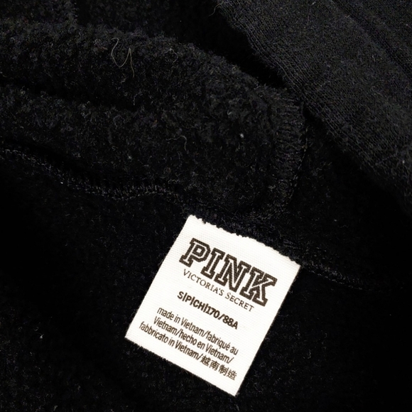 Pink Womens S Black Blue Logo Crop Long Slv Hoodie - Picture 4 of 5